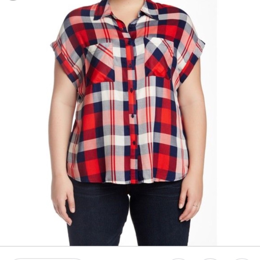 🐝 Como Vintage plaid short sleeve top